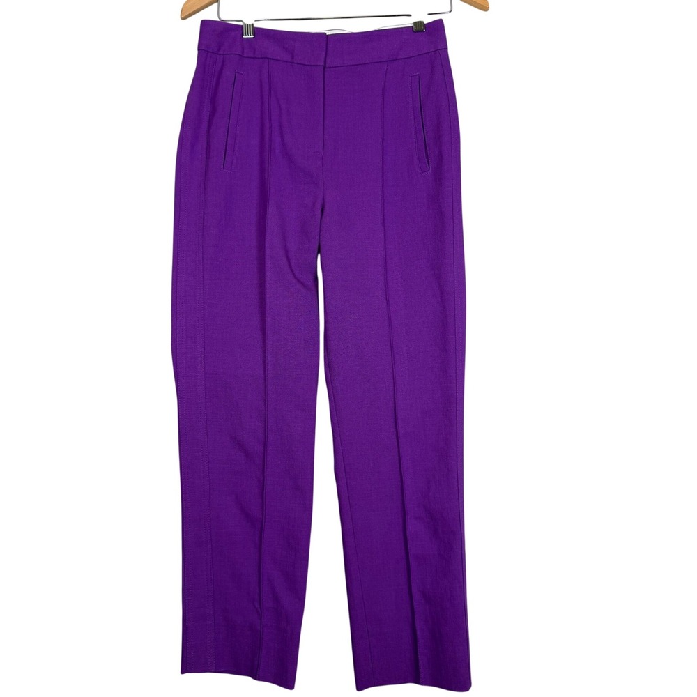 ME+EM Creased Trousers Womens 8 Purple High Rise Straight Leg Ecovero